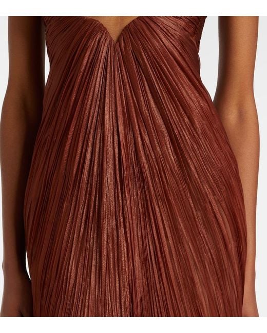 Maria Lucia Hohan Red Rachel Draped Silk Muslin Bustier Gown
