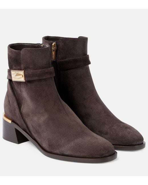 Jimmy Choo Brown Ankle Boots Diantha 45 Aus Veloursleder