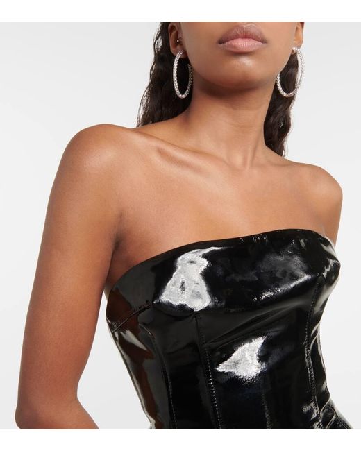 LAQUAN SMITH Black Strapless Patent Leather Minidress