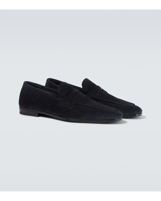 Tom Ford Blue Sean Suede Penny Loafers for men
