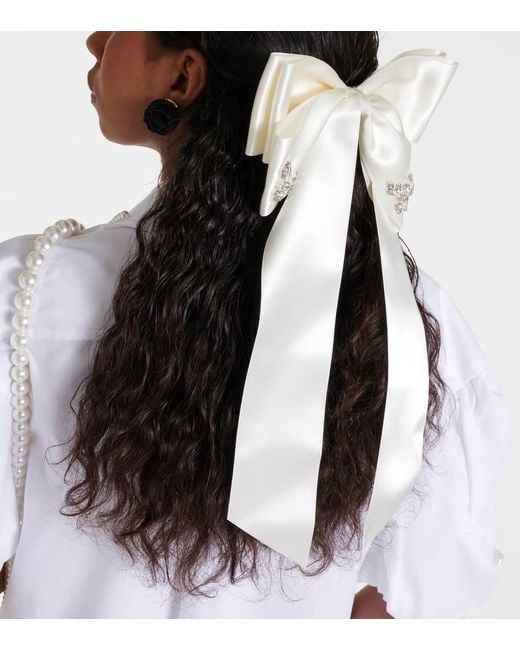 Fermacapelli in raso con cristalli di Simone Rocha in White
