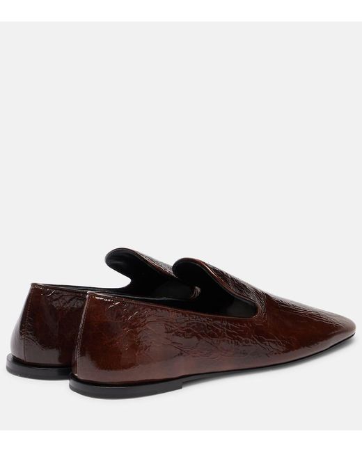 Jil Sander Brown Slip-Ons Aus Lackleder