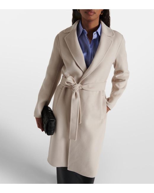 Max Mara Natural Pauline Virgin Wool Wrap Coat