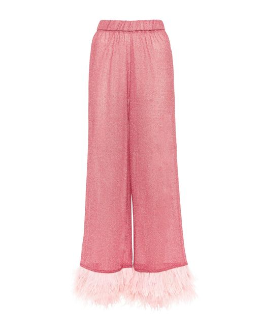 Oséree Exclusive To Mytheresa – Lumière Feather-trimmed Pants in Pink ...