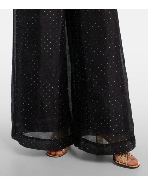 Zimmermann Black Polka-Dot Linen And Silk Wide-Leg Pants
