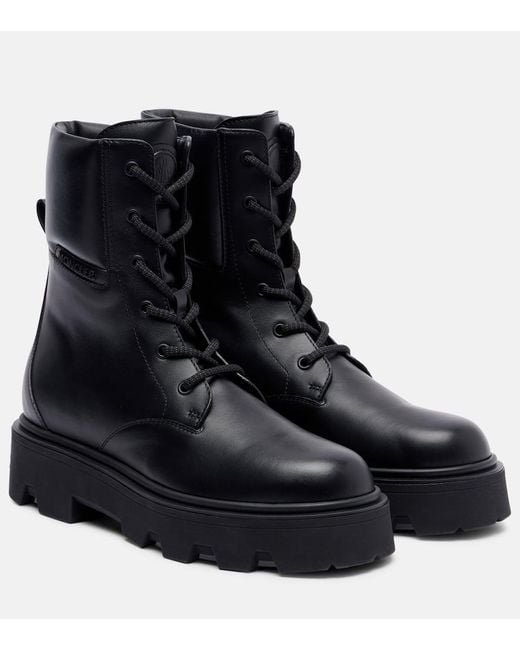 Moncler Black Schnuerstiefel Aurea Aus Leder