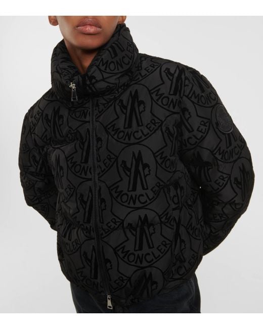 Moncler Black Merle Logo Printed Down Jacket
