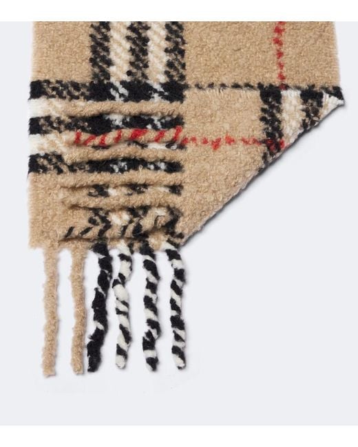 Burberry Metallic Check Alpaca And Wool Boucle Scarf
