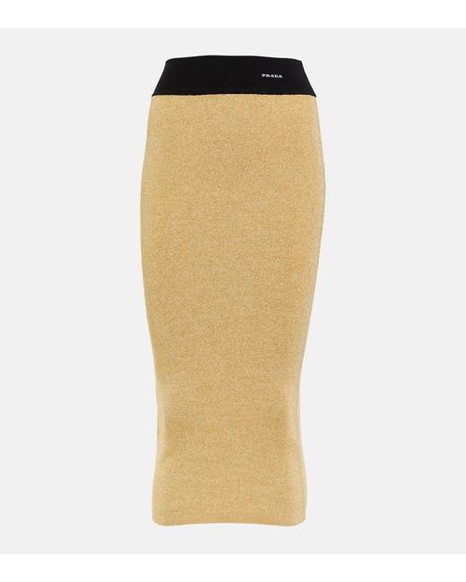 Prada Natural Lame Midi Skirt