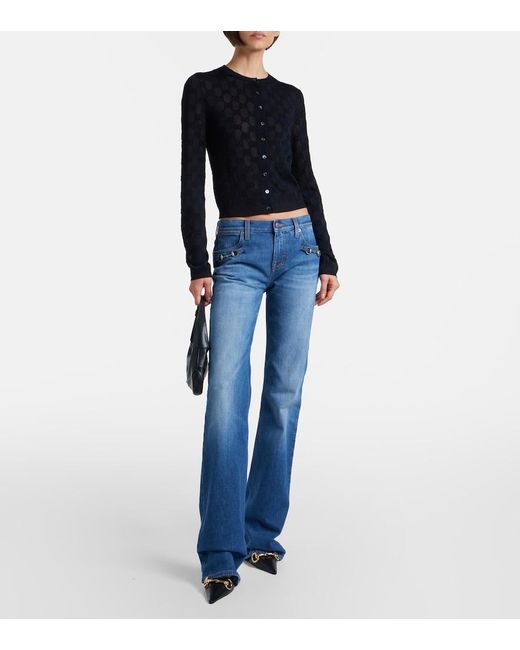 Gucci Blue Gg Crepe Cardigan