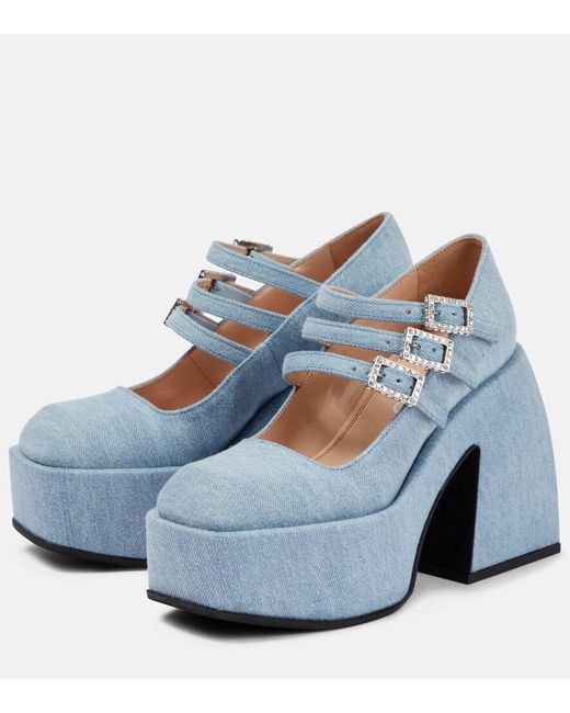 NODALETO Blue Bulla Marietta Denim Platform Pumps