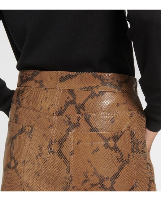 Dorothee Schumacher Brown Urban Jungle Snake-effect Leather Midi Skirt
