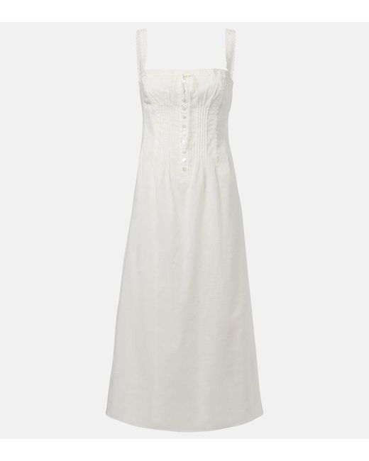 Staud White Matilde Cotton Midi Dress