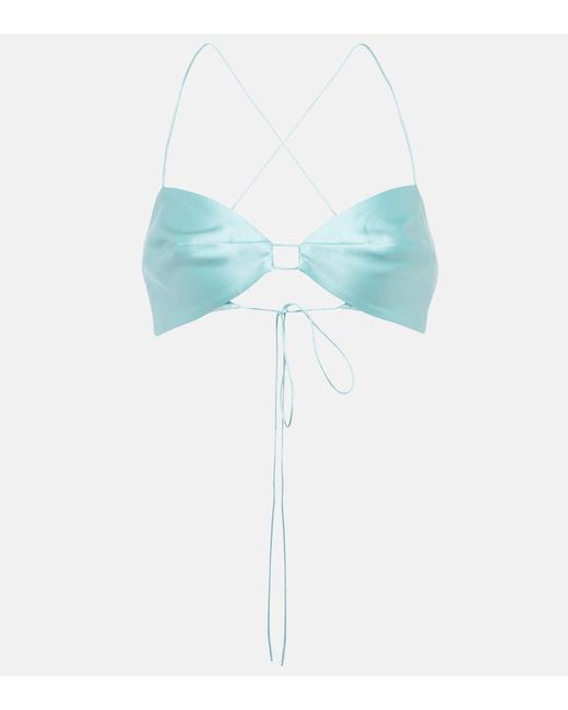 The Sei Blue Silk Bra Top