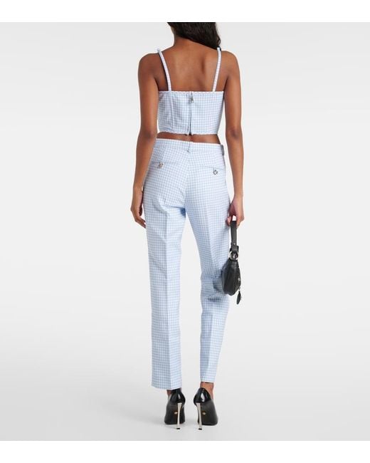 Versace Blue Medusa '95 Gingham Virgin Wool Bustier