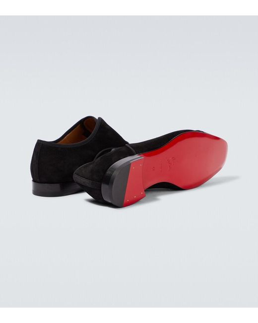 Christian Louboutin Black Alpha Velour Oxford Shoes for men