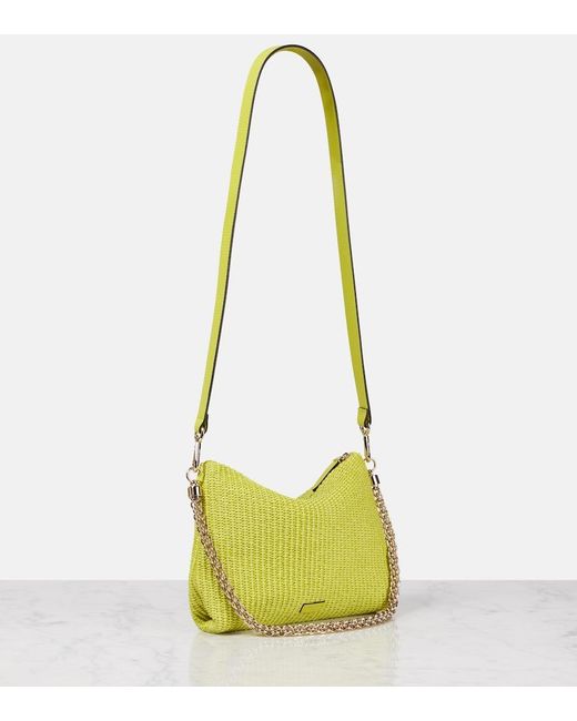 Jimmy Choo Yellow Callie Raffia Shoulder Bag