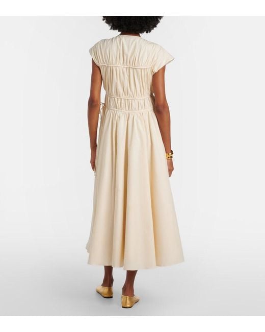 TOVE Natural Ceres Gathered Cotton Midi Dress