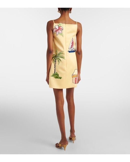 LEO LIN Yellow Leia Beaded Patch-Applique Minidress