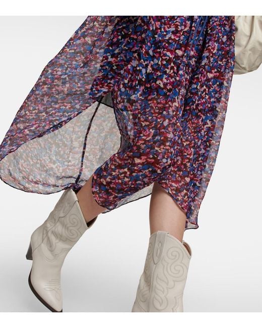 Isabel Marant Purple Fadelo Printed Chiffon Maxi Dress
