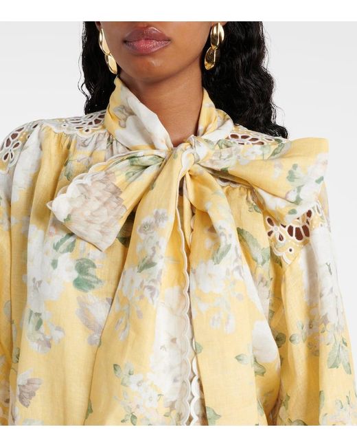 Zimmermann Metallic Besticktes Minikleid Acacia Aus Leinen