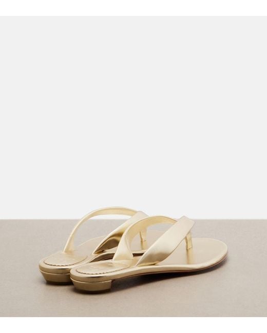 Christian Louboutin Natural Miss Z Metallic Leather Thong Sandals