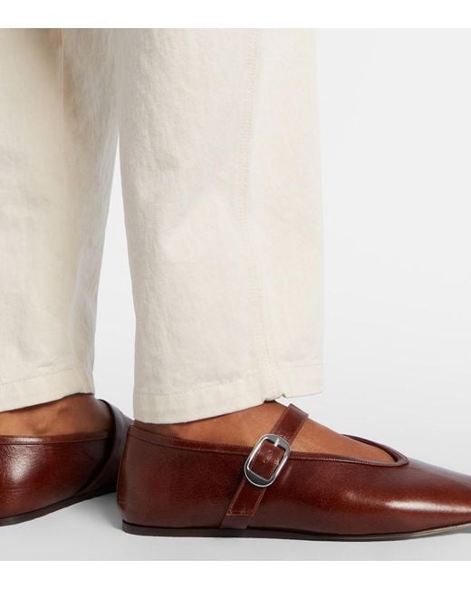 Le Monde Beryl Brown Stella Leather Mary Jane Flats