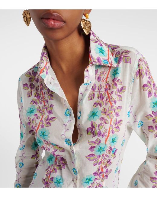 Camicia in cotone con stampa floreale di Etro in White