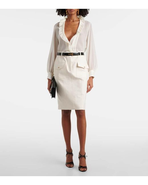 Camicetta Con Volant Plissettata di Tom Ford in White