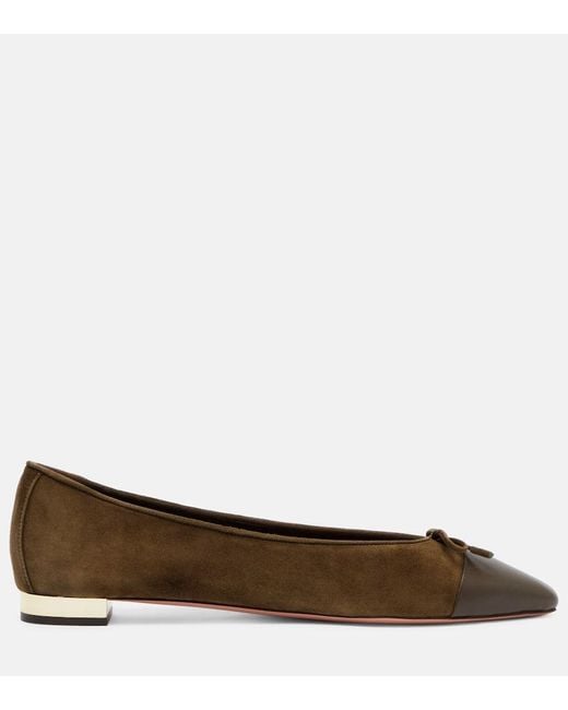 Aquazzura Brown Ballerinas Gioia Aus Leder Und Veloursleder