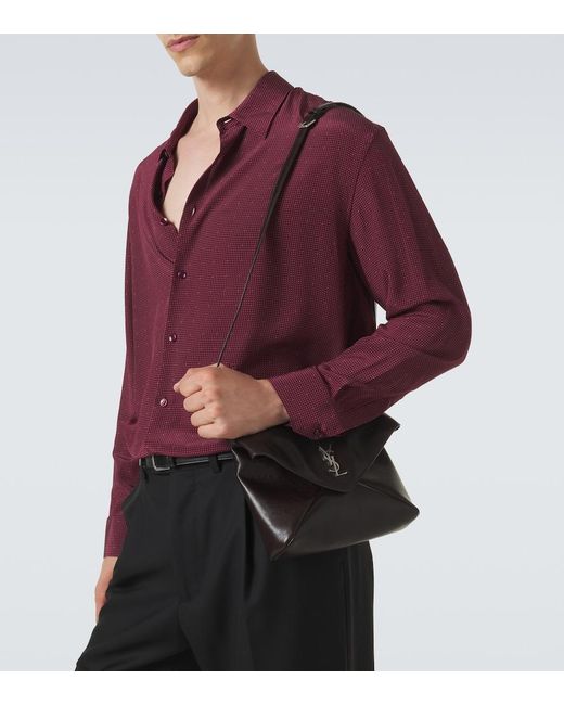 Saint Laurent Black Cassandre Envelope Leather Messenger Bag for men
