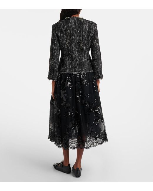 Simone Rocha Black Sequined Midi Skirt