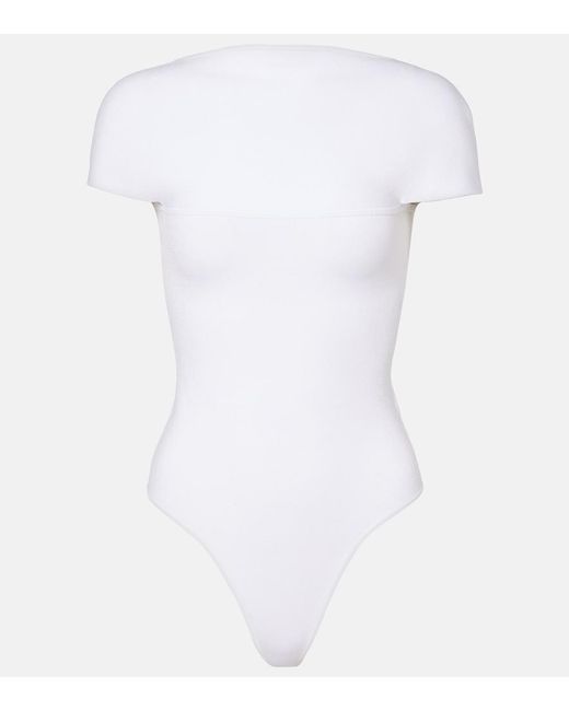 Khaite White Basile Jersey Bodysuit