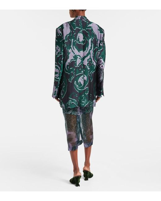 Dries Van Noten Green Printed Blazer