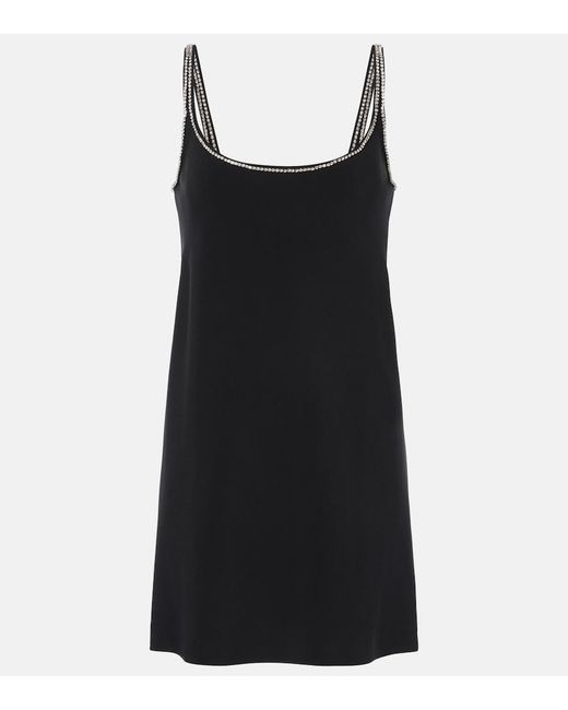 Sportmax Black Abetone1234 Embellished Cady Slip Dress