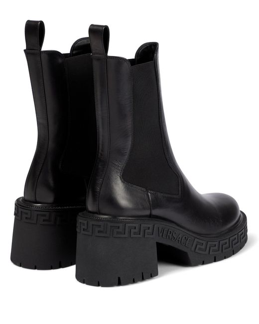 Versace Greca Leather Chelsea Boots in Nero (Black) | Lyst