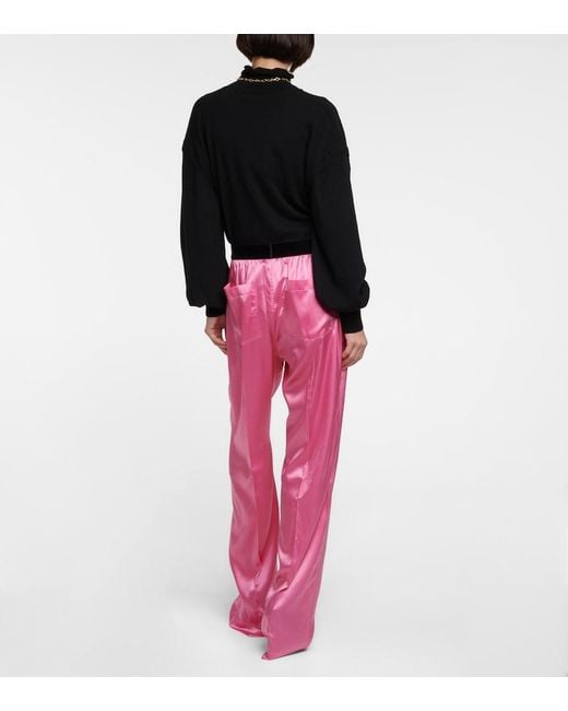 Tom Ford Pink High-Rise Silk-Blend Satin Pants