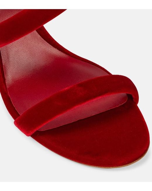 Rene Caovilla Red Cleo 80 Velvet Sandals