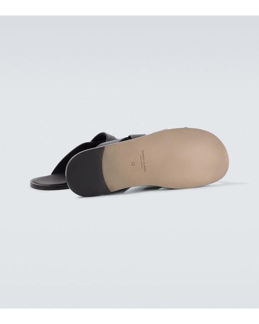 Manolo Blahnik Black Marvin Leather Sandals for men