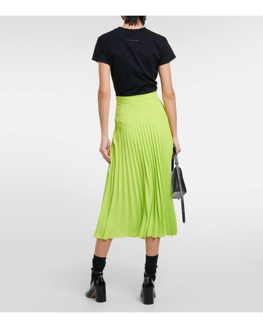 MM6 by Maison Martin Margiela Green Pleated Midi Skirt