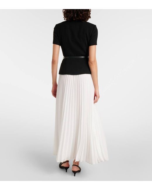 Self-Portrait Women's White Belted Pleated Chiffon Maxi Dress