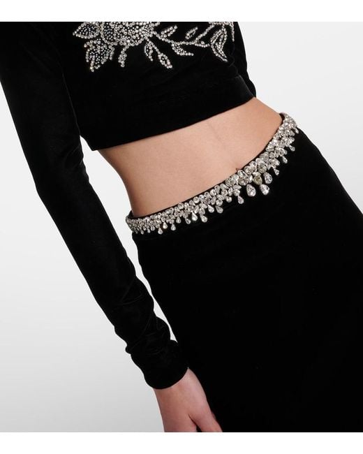 Miss Sohee Black Embroidered Crop Top And Maxi Skirt