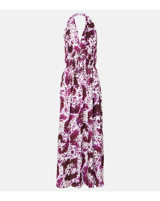 Dries Van Noten Purple Bedrucktes Maxikleid