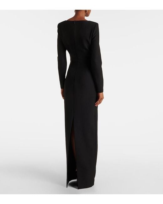 Roland Mouret Black Floral-Applique Crepe Gown