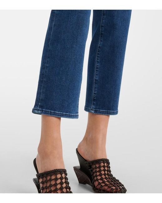 FRAME Blue Icon Cropped Mid-Rise Straight Jeans