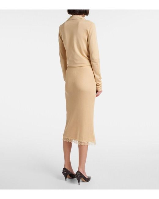 The Row Natural Indira Lace-Trimmed Silk-Blend Midi Skirt