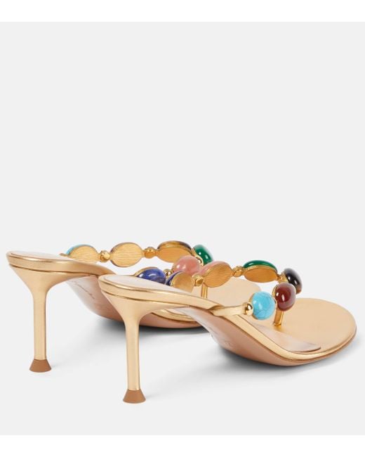 Gianvito Rossi Multicolor Shanti Embellished Leather Thong Sandals