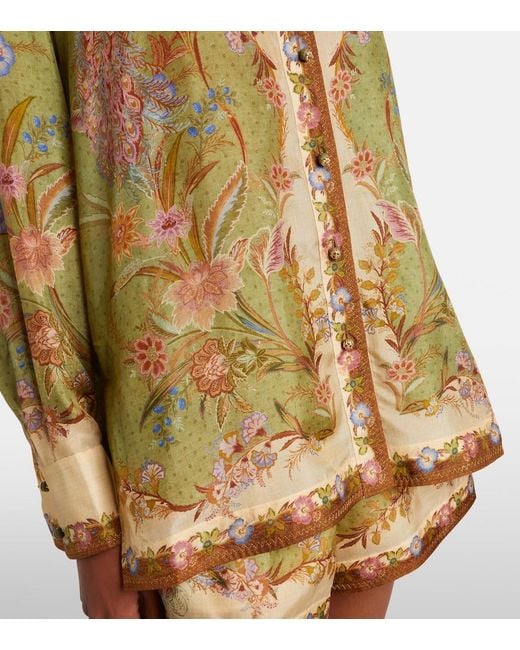 Zimmermann Metallic Indra Printed Silk Shirt