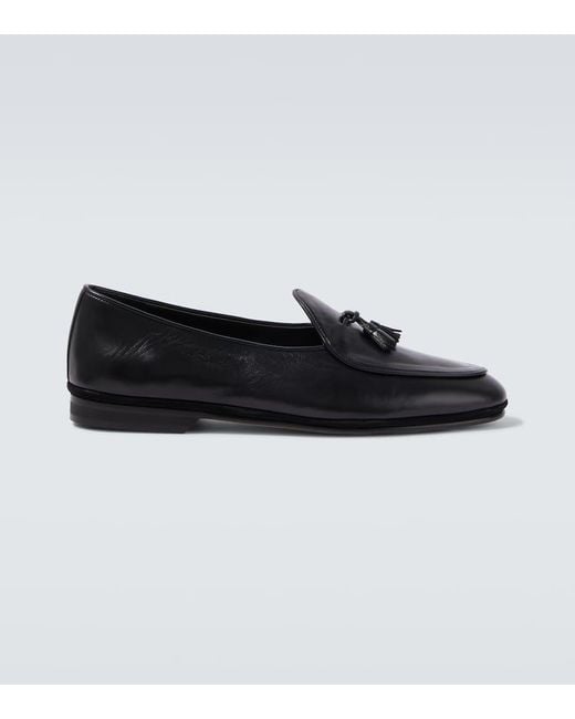 Rubinacci Black Marfy Leather Loafers for men