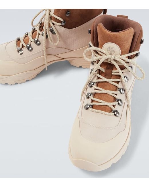 Brunello Cucinelli Natural Suede-Trimmed Hiking Boots for men